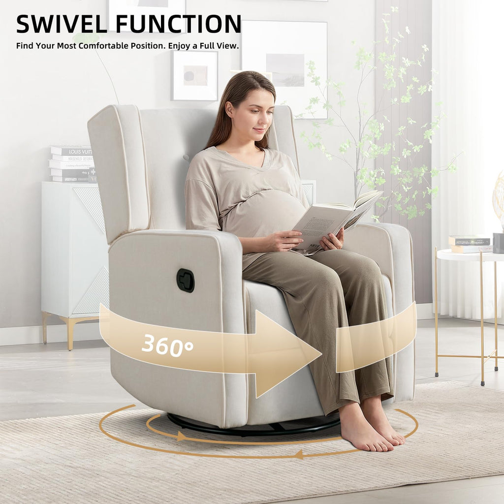 White Swivel Rocker Recliner Chair C738