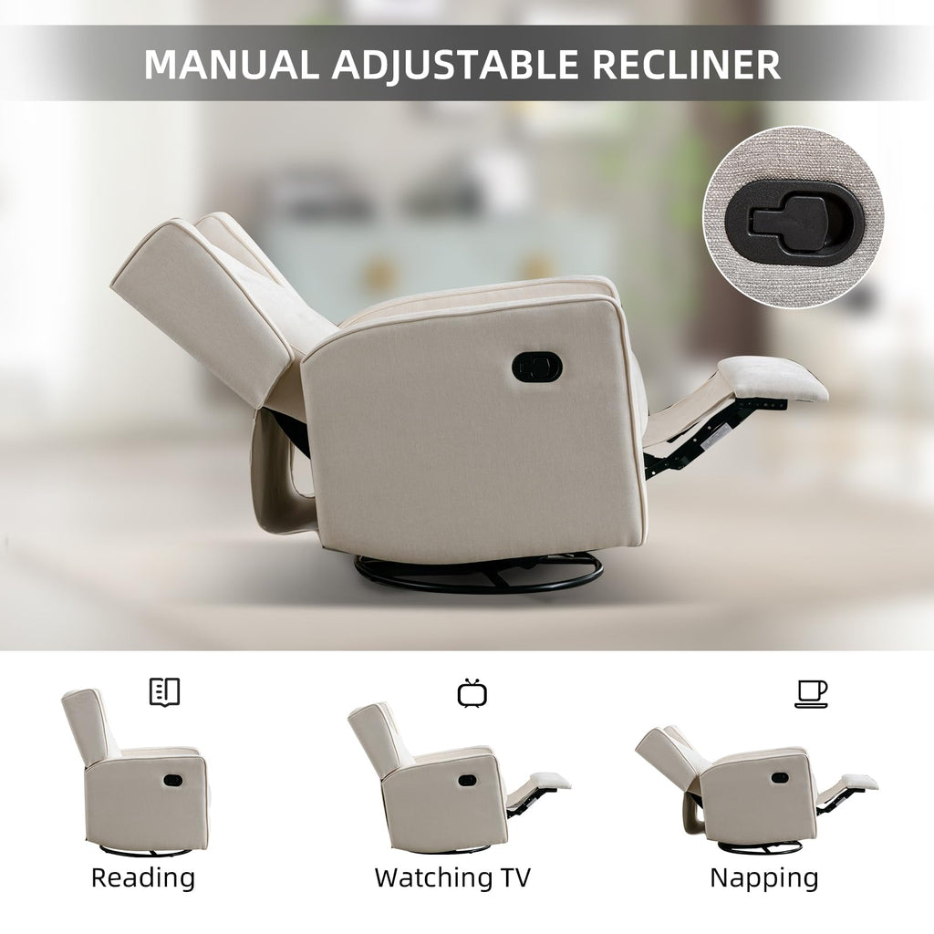 White Swivel Rocker Recliner Chair C738