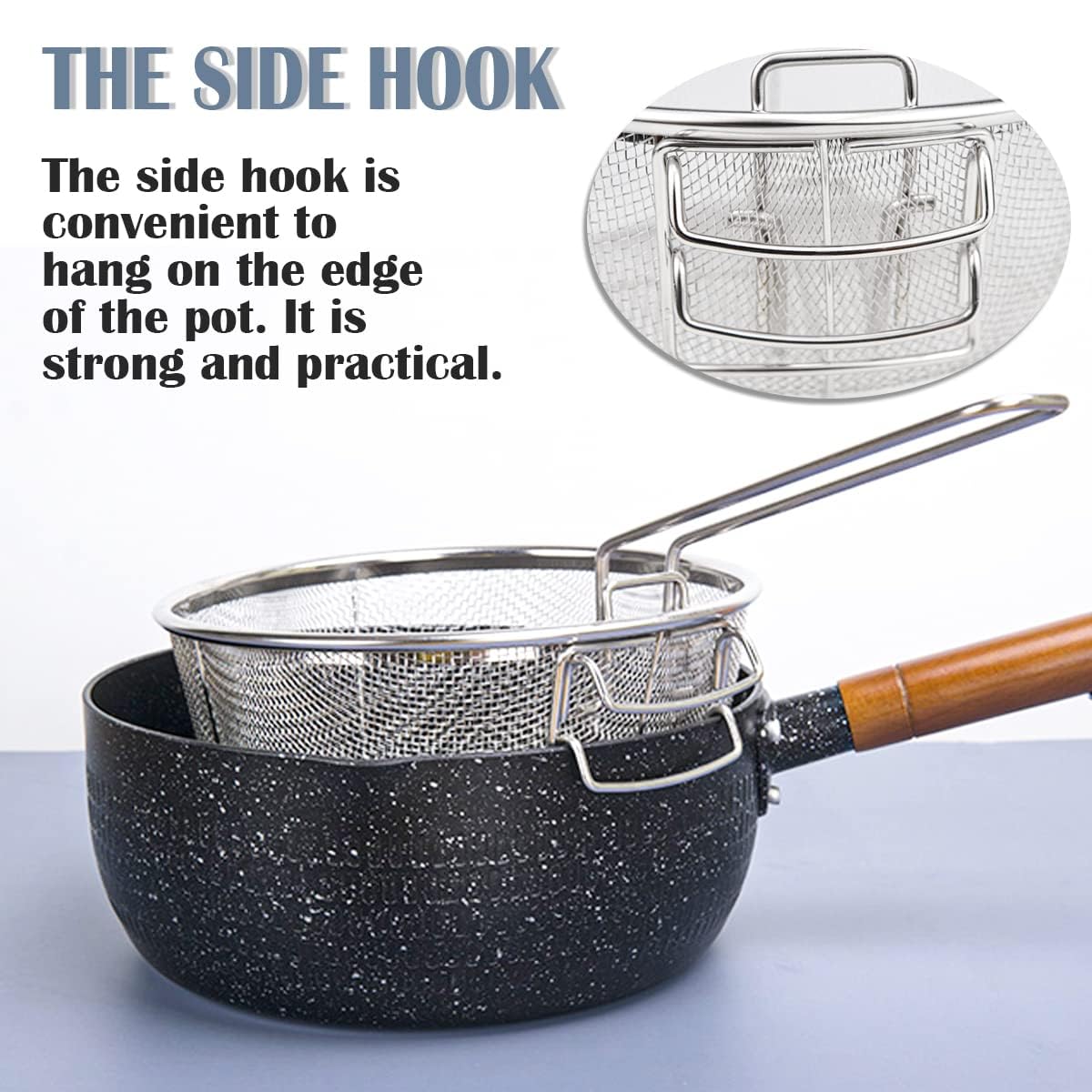 Stainless Steel 8inch Round Wire Fry Basket with Folding Handle K2042