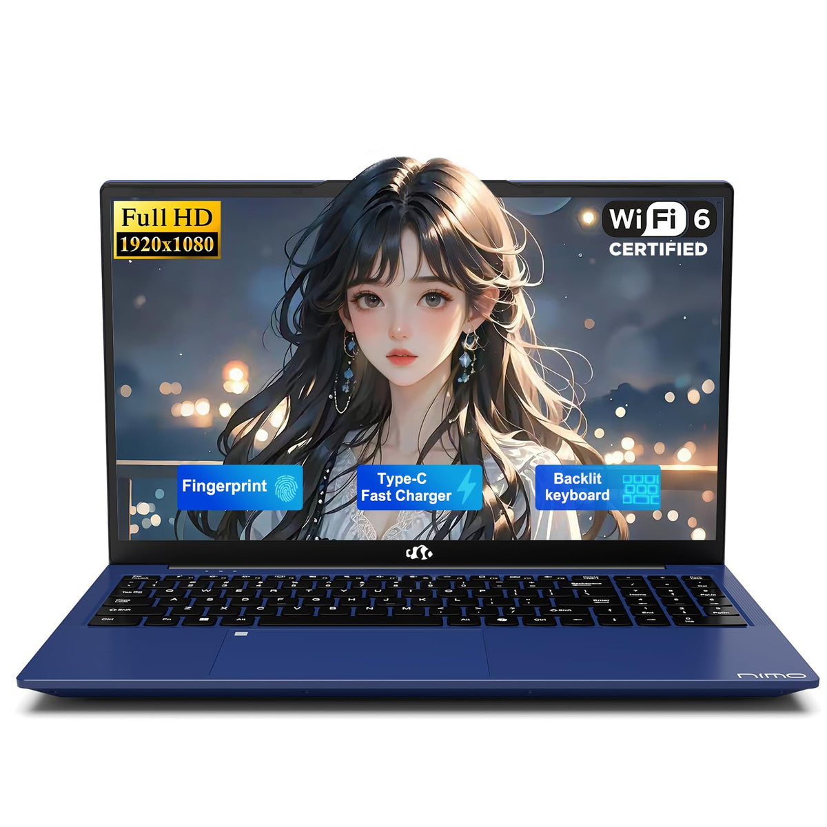 15.6" FHD Laptop 8GB RAM 256GB SSD Backlit Keyboard Fingerprint J57062