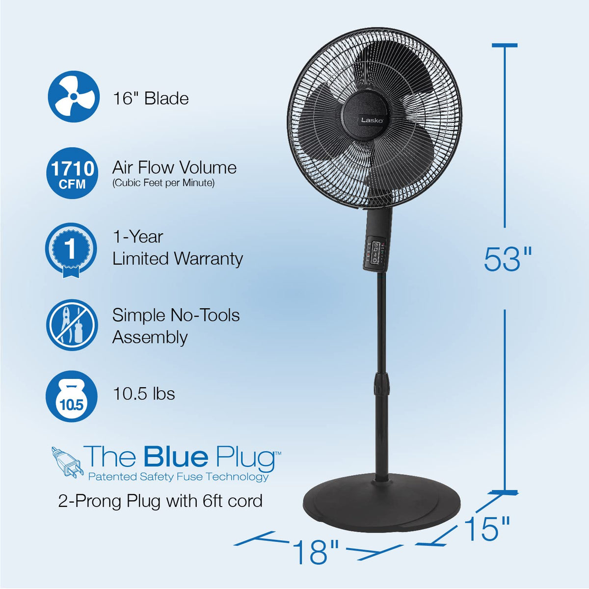 Oscillating Pedestal Fan 16" Black R61189