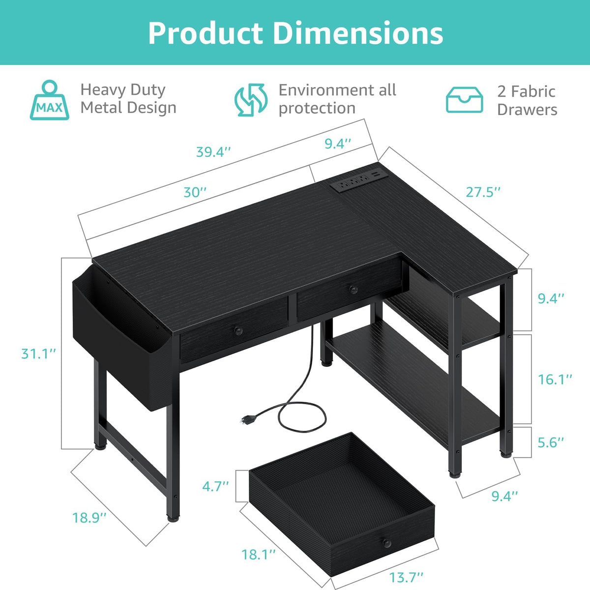 Black Corner Desk F628970