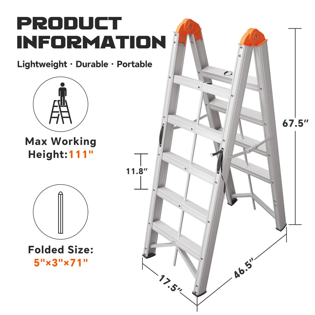 Aluminum Foldable 5-Step Ladder with Wide Anti-Slip Pedal Y277472