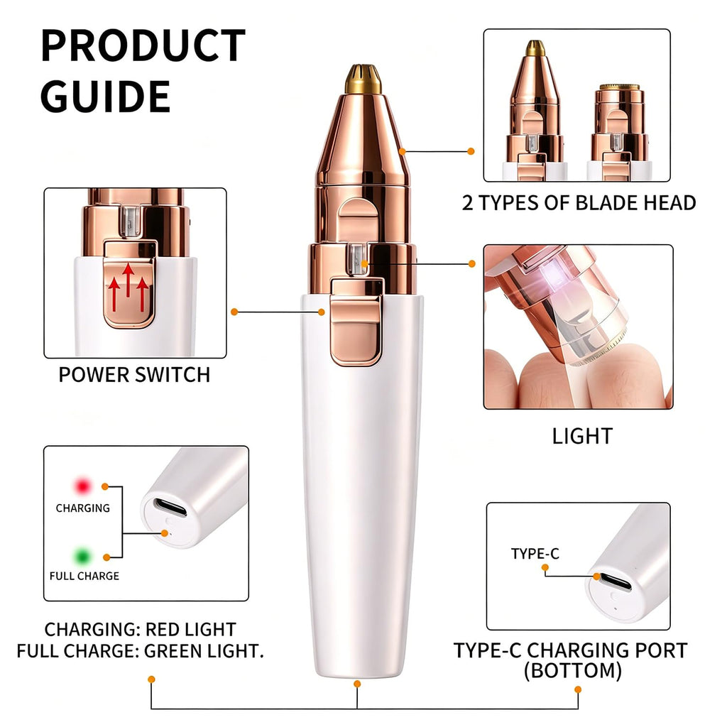 2 in 1 Electric Facial Hair Removal with LED Light Y117267