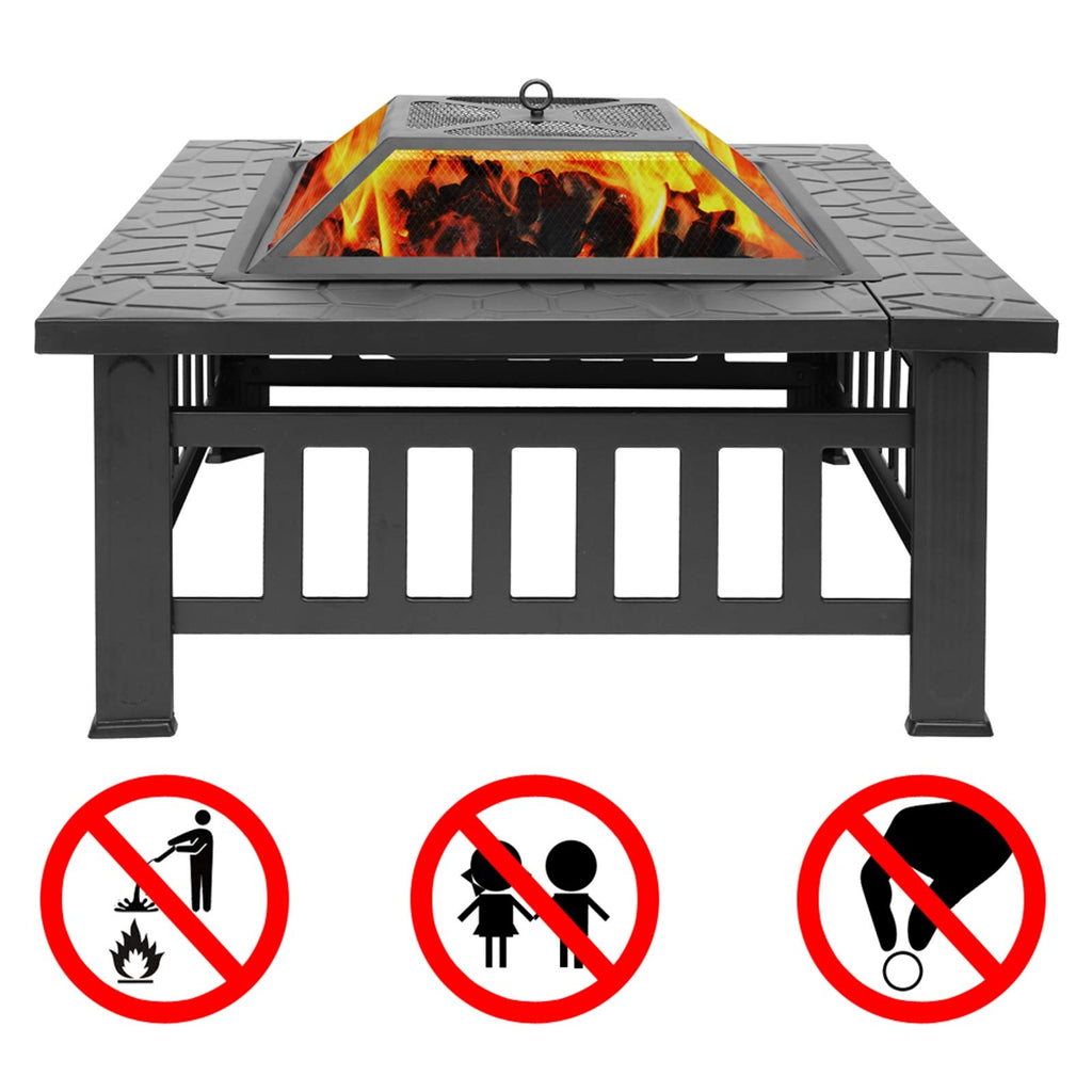 32in Square Metal Fire Pit Table I452910