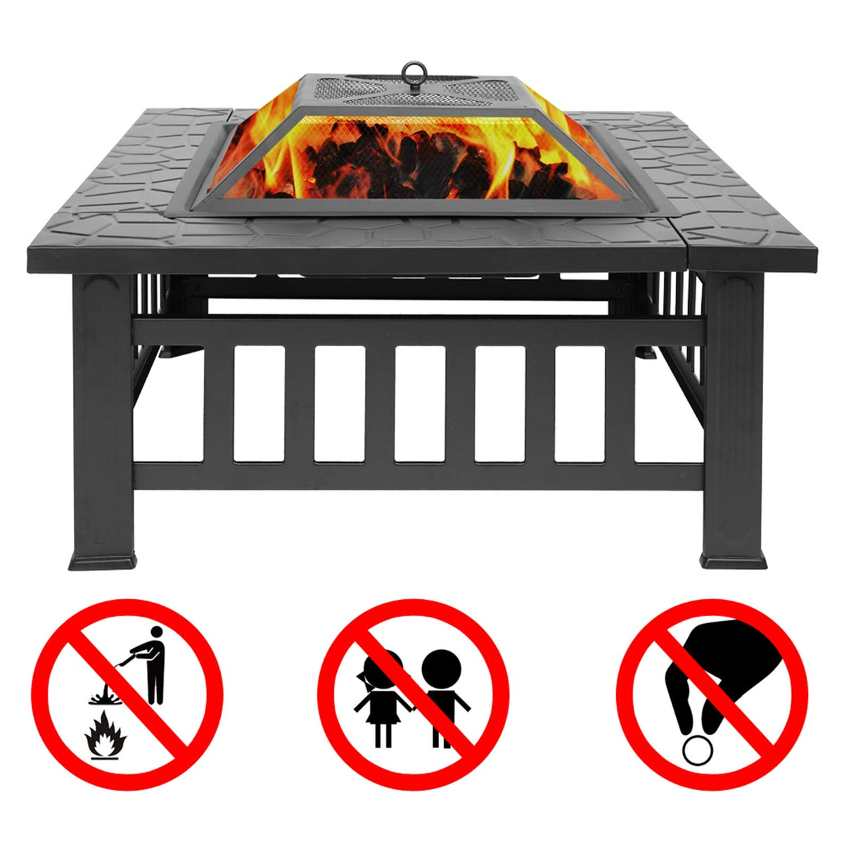 32in Square Metal Fire Pit Table I452910