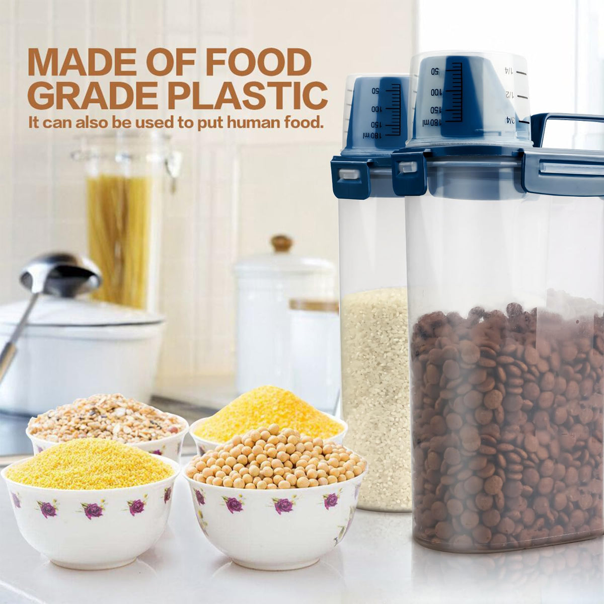 Airtight Pet Food Storage Container with Measuring Cup S429876