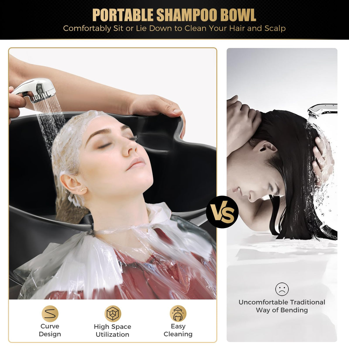 Portable Shampoo Basin with 2 Water Buckets & Electric Pump K395
