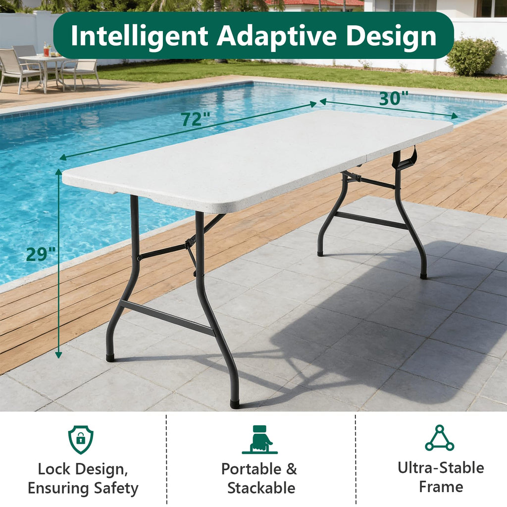 6FT White Folding Table with Steel Legs O89567