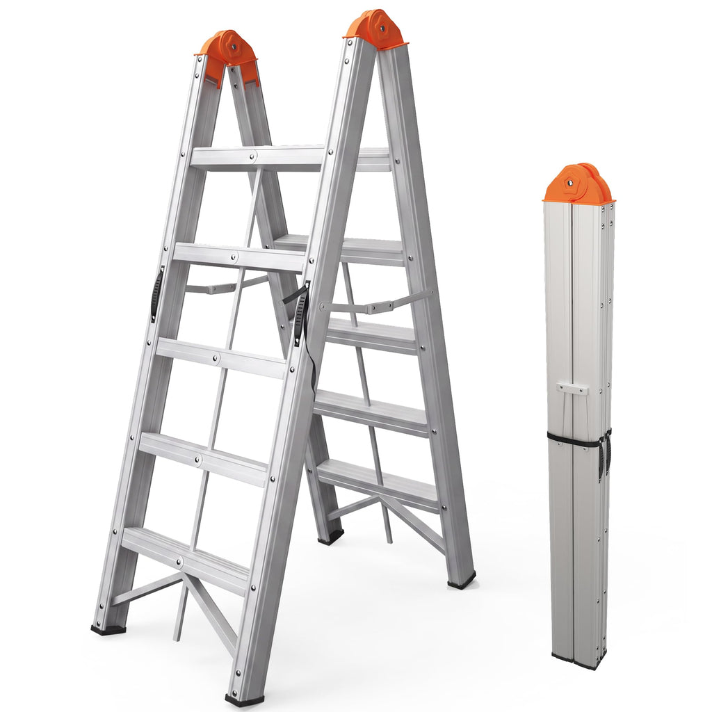 Aluminum Foldable 5-Step Ladder with Wide Anti-Slip Pedal Y277472