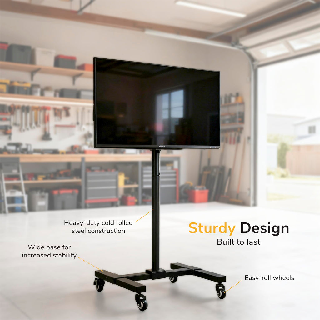Black Mobile TV Stand with Locking Wheels H60729