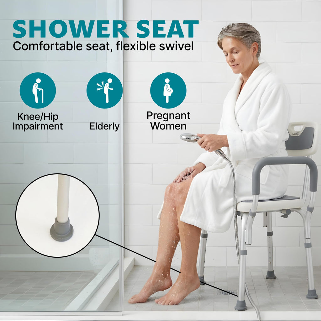 Shower Chair, 6-Height Adjustable, 400 lbs F5845