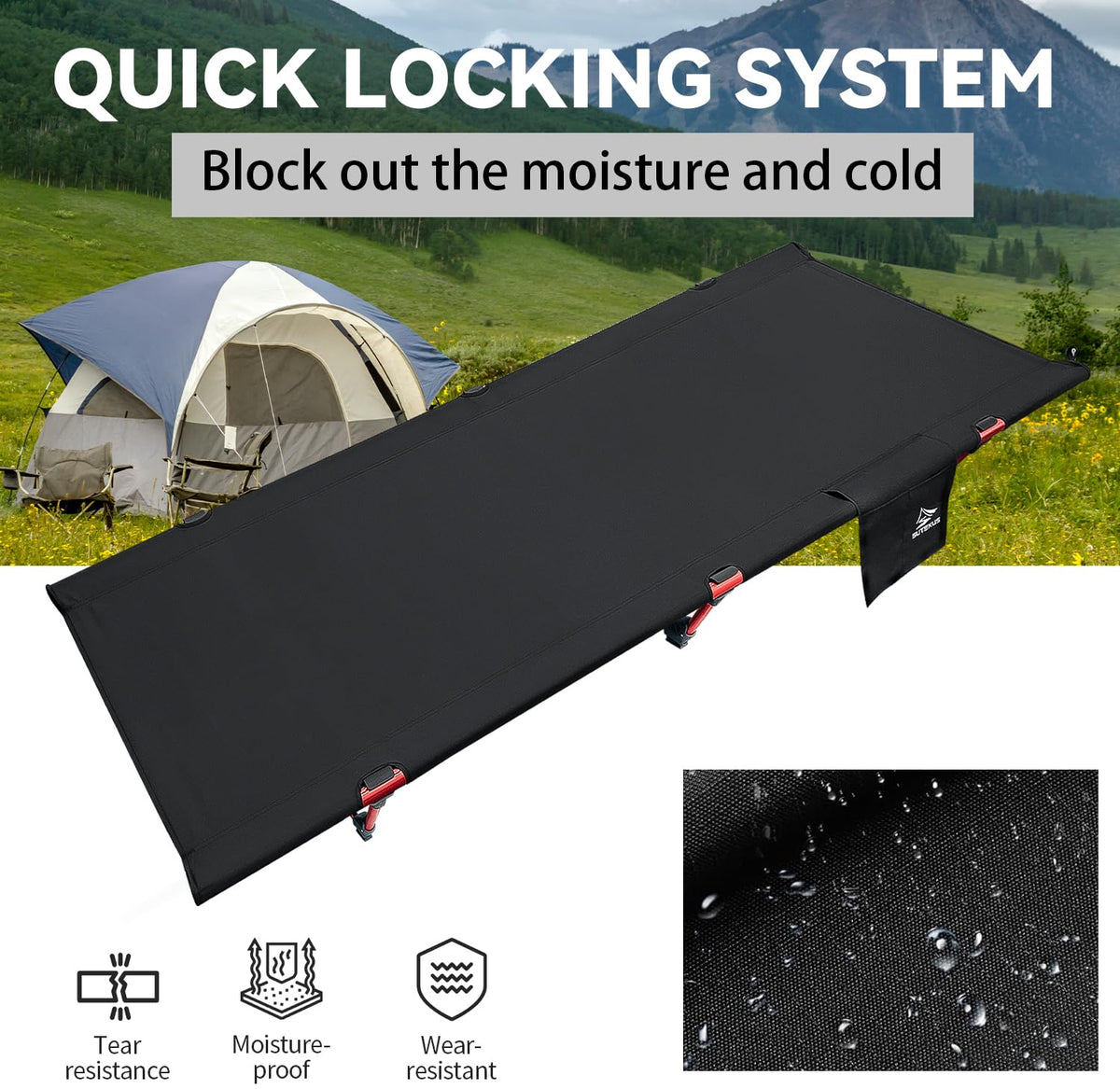 Portable Camping Cot Black U38374