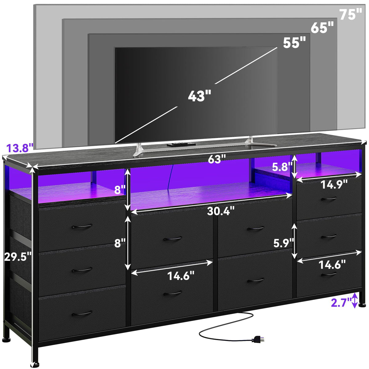 Dresser TV Stand with LED Lights H3184