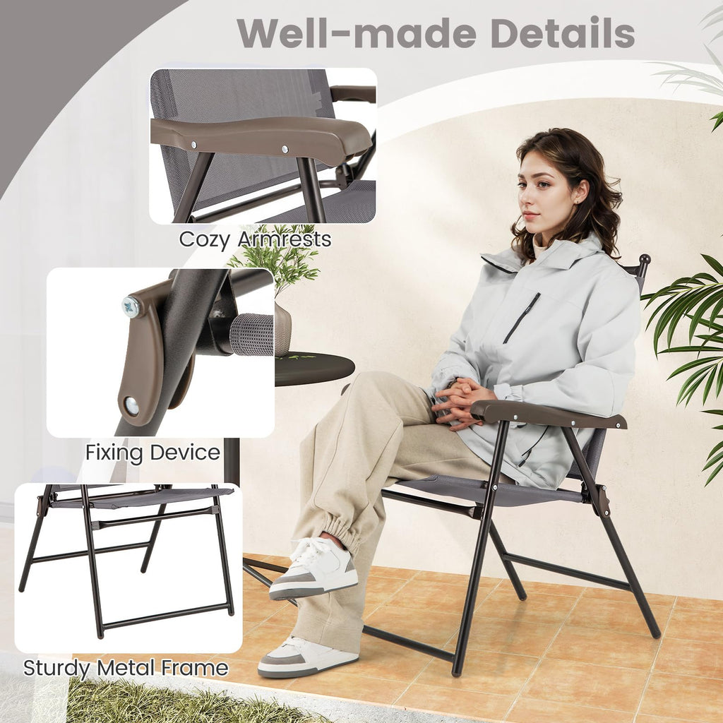 Set of 2 Grey Patio Folding Chairs W5340