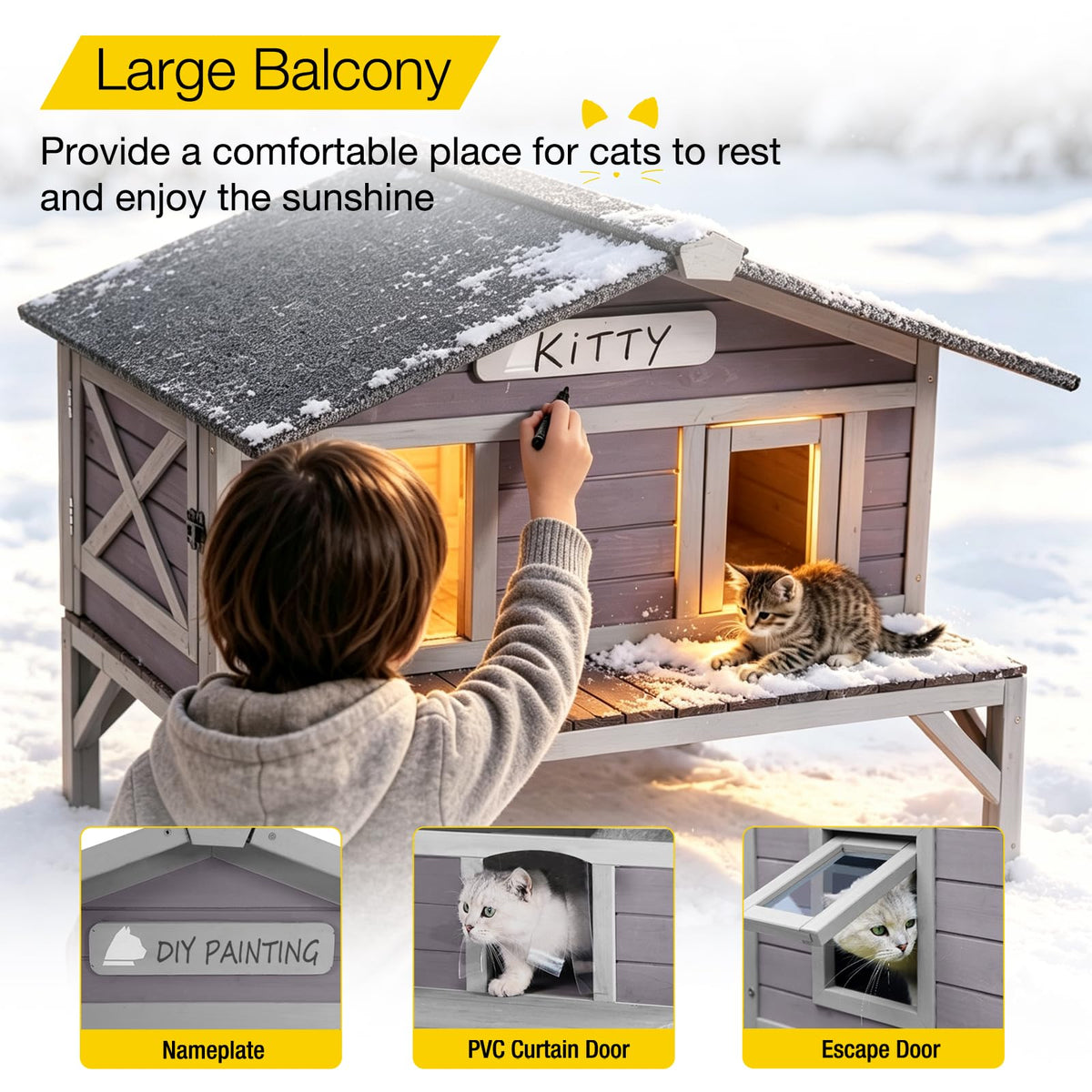 Outdoor Heated Cat House with Insulated Liner O4565