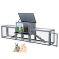 94.5" 2-Story Wooden Rabbit Hutch with Pull-Out Tray G2089