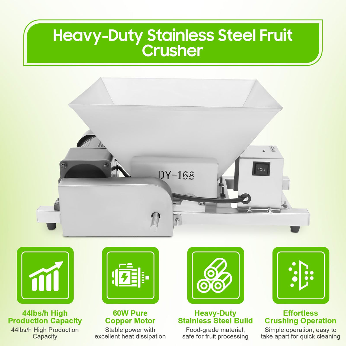 60W Stainless Steel Electric Fruit Crusher 1.06gal W141377
