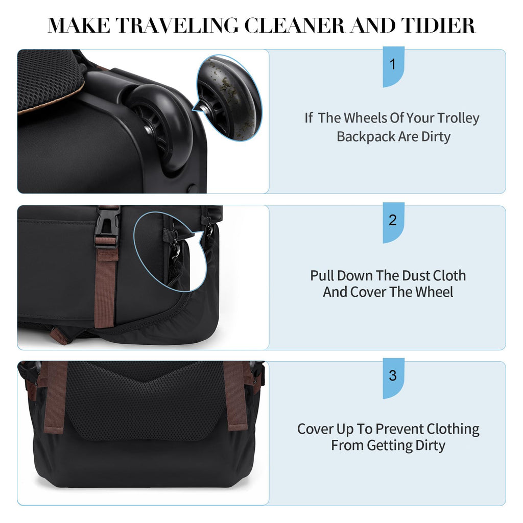 Black Rolling Laptop Backpack with Wheels H836