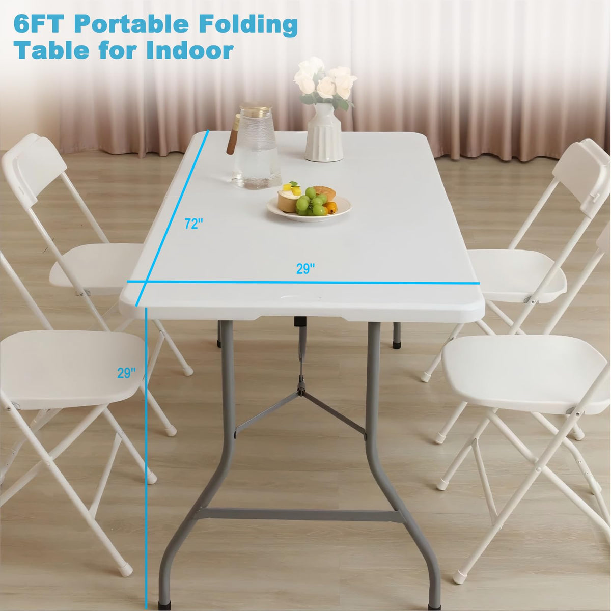 6FT White Portable Plastic Folding Table L24634