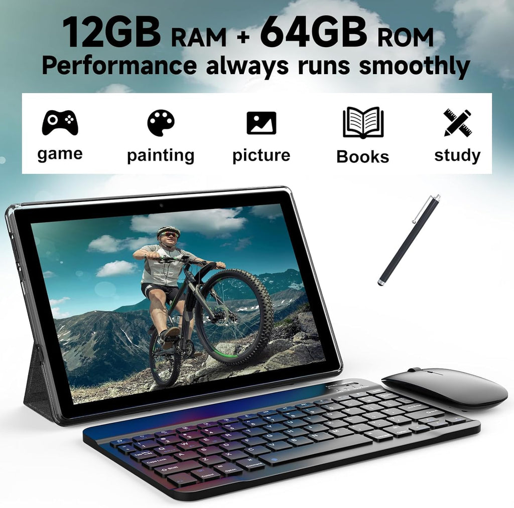 10 inch Tablet 12GB RAM 64GB ROM Black E435882