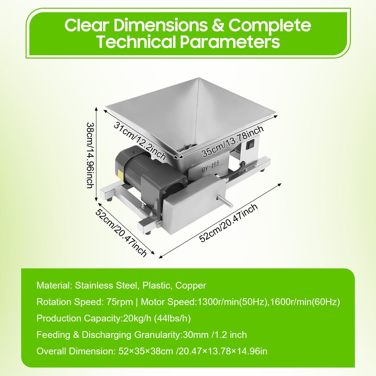 60W Stainless Steel Electric Fruit Crusher 1.06gal W141377