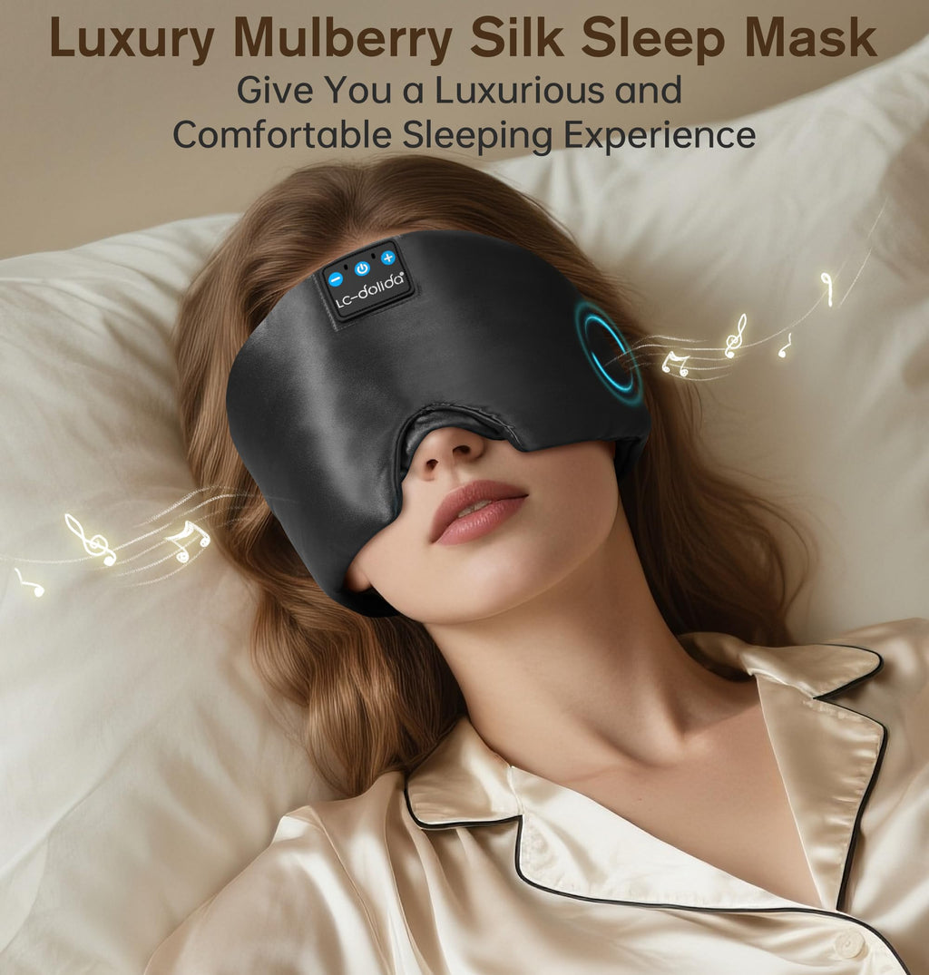 Silk Soft Sleep Mask with Bluetooth Black I7050