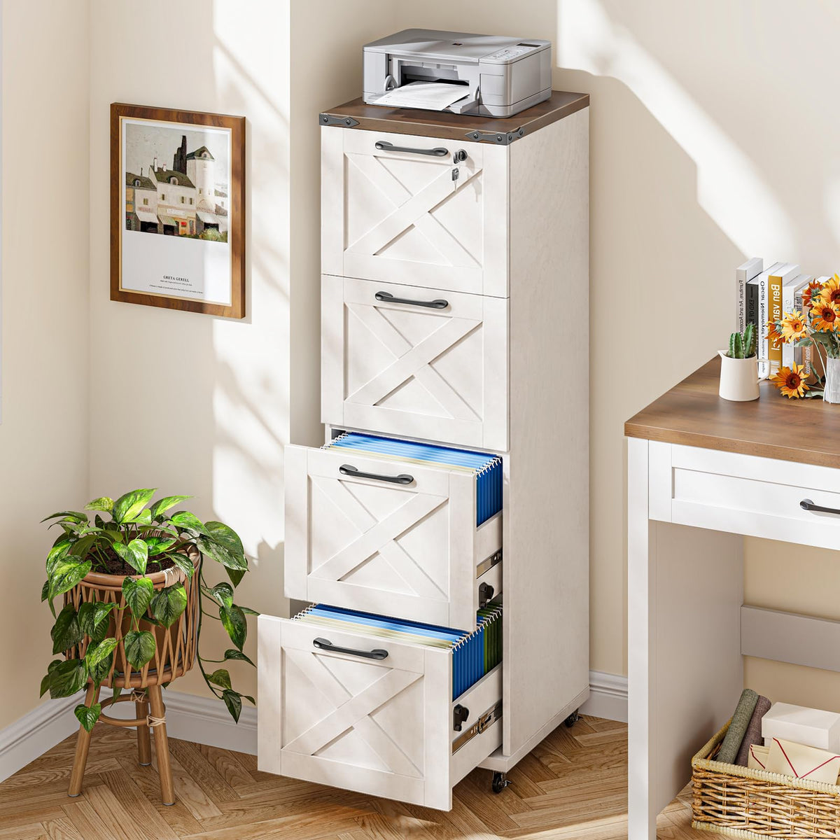 White 4 Drawer Office Filing Cabinet H87157