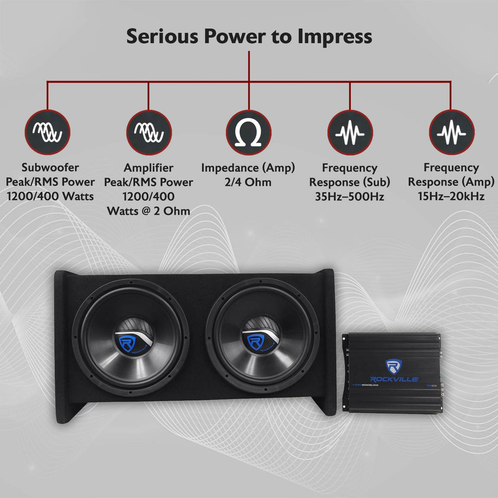 Dual 12" Car Subwoofer Enclosure with Mono Amplifier U502