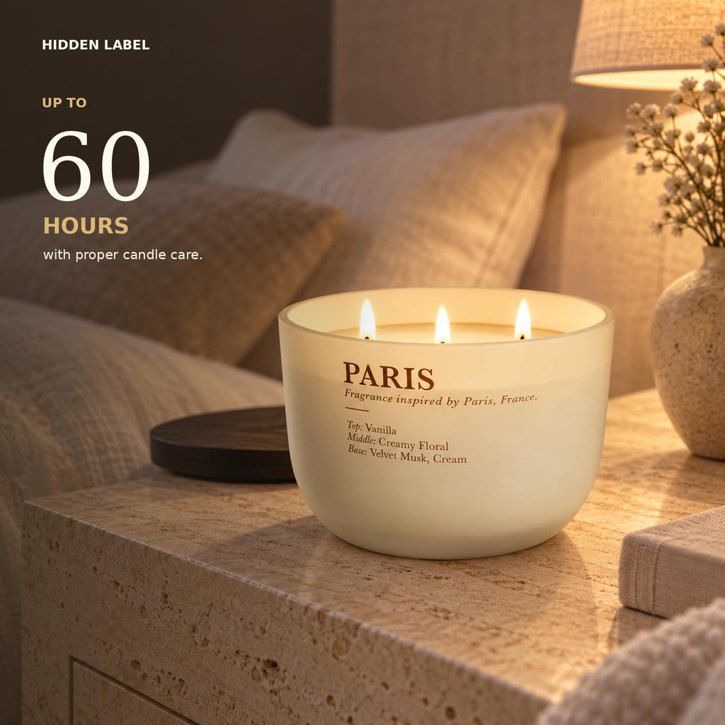 Vanilla Cream Scented Candle, 16 oz, 3-Wick Soy Wax S557183