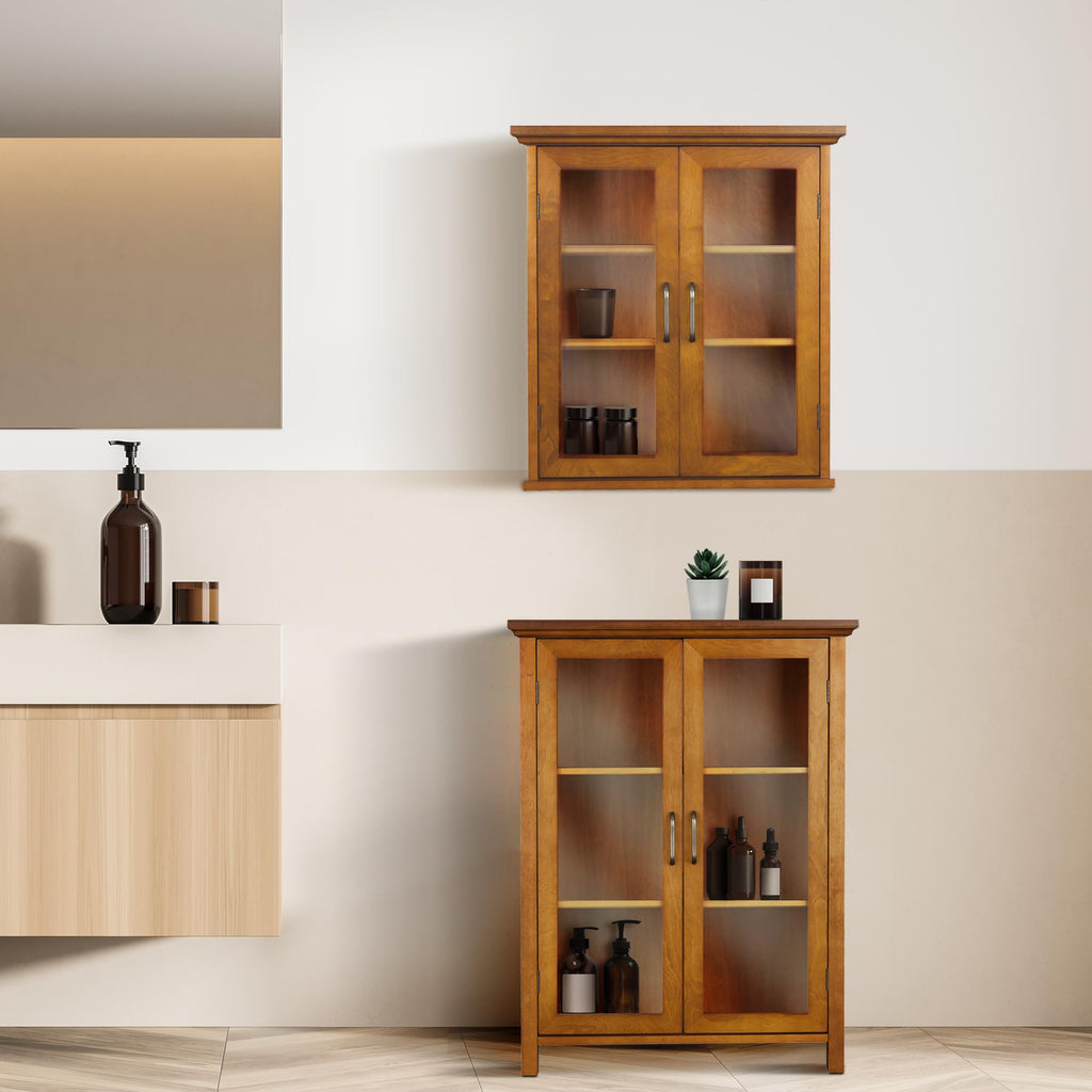 Wooden Over The Toilet Bathroom Medicine Cabinet with 2 Adjustable Shelves L7993