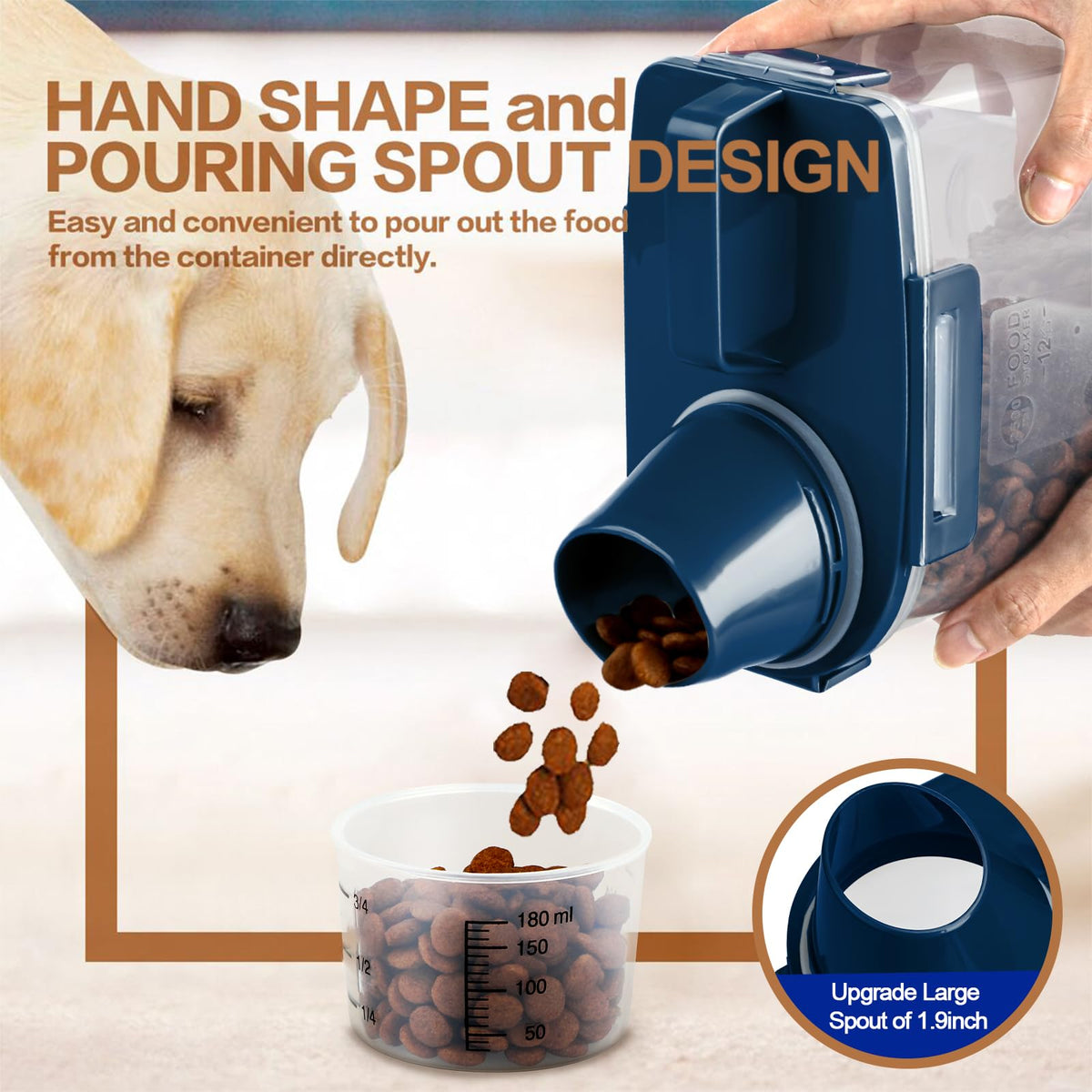 Airtight Pet Food Storage Container with Measuring Cup S429876