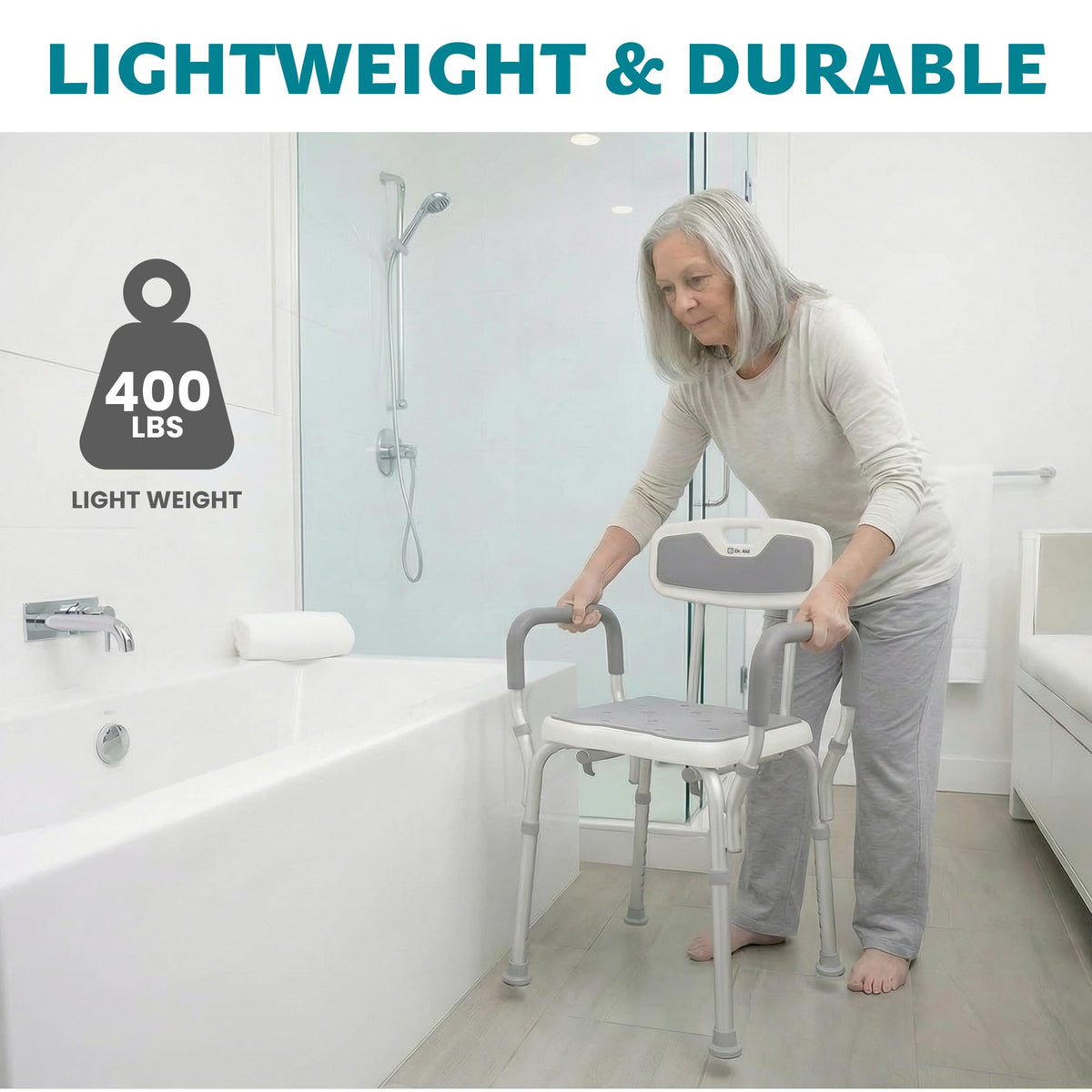 Shower Chair, 6-Height Adjustable, 400 lbs F5845
