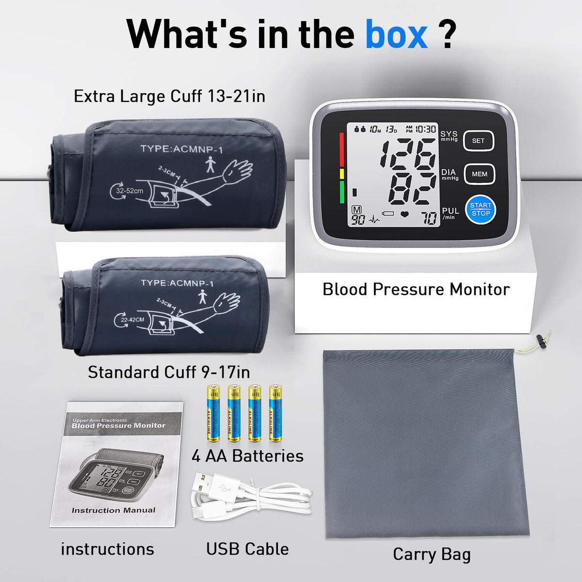 Upper Arm Blood Pressure Monitor 2 Cuff Sizes A2760