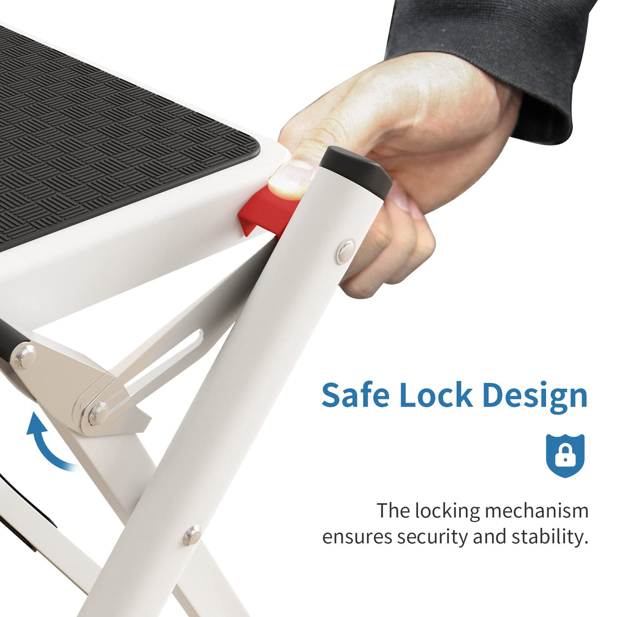 2 Step Folding Metal Step Stool with Anti-Slip Pedal S1323