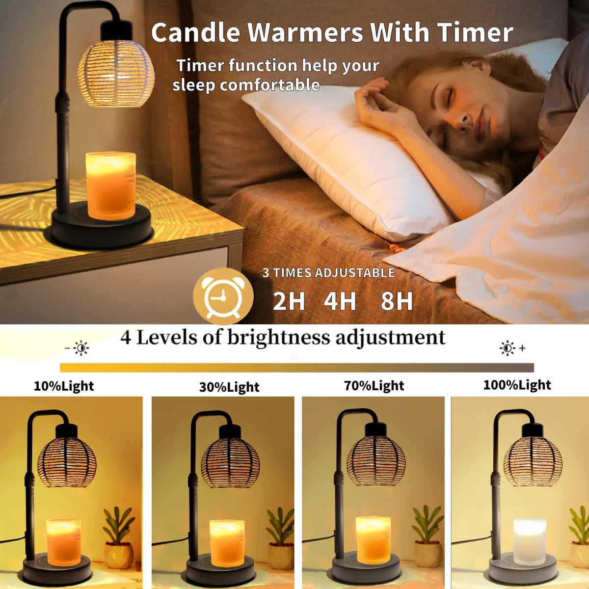 Electric Candle Warmer Lamp with Timer, Adjustable Dimmable P678
