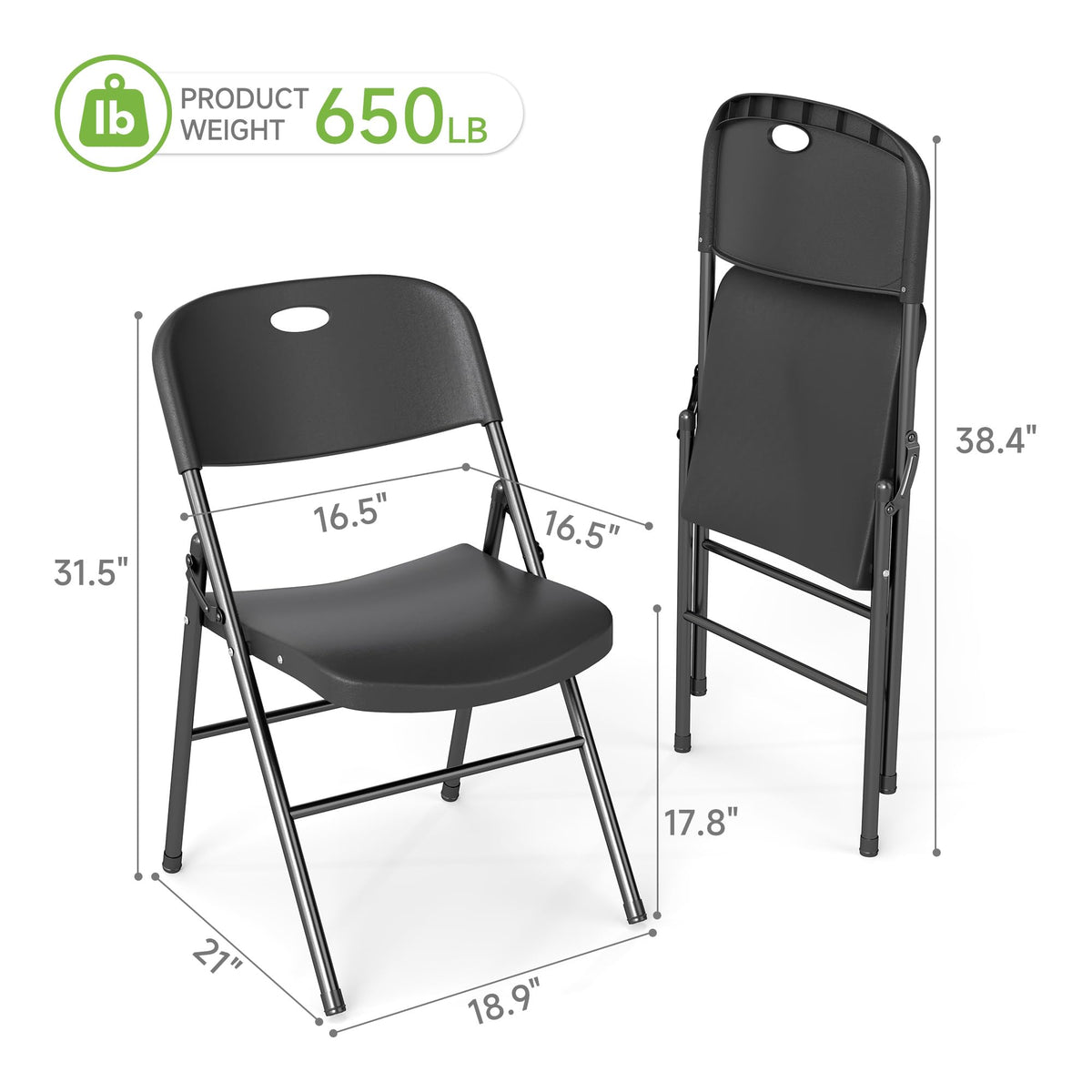 Folding Chairs Set of 10 Black P61998