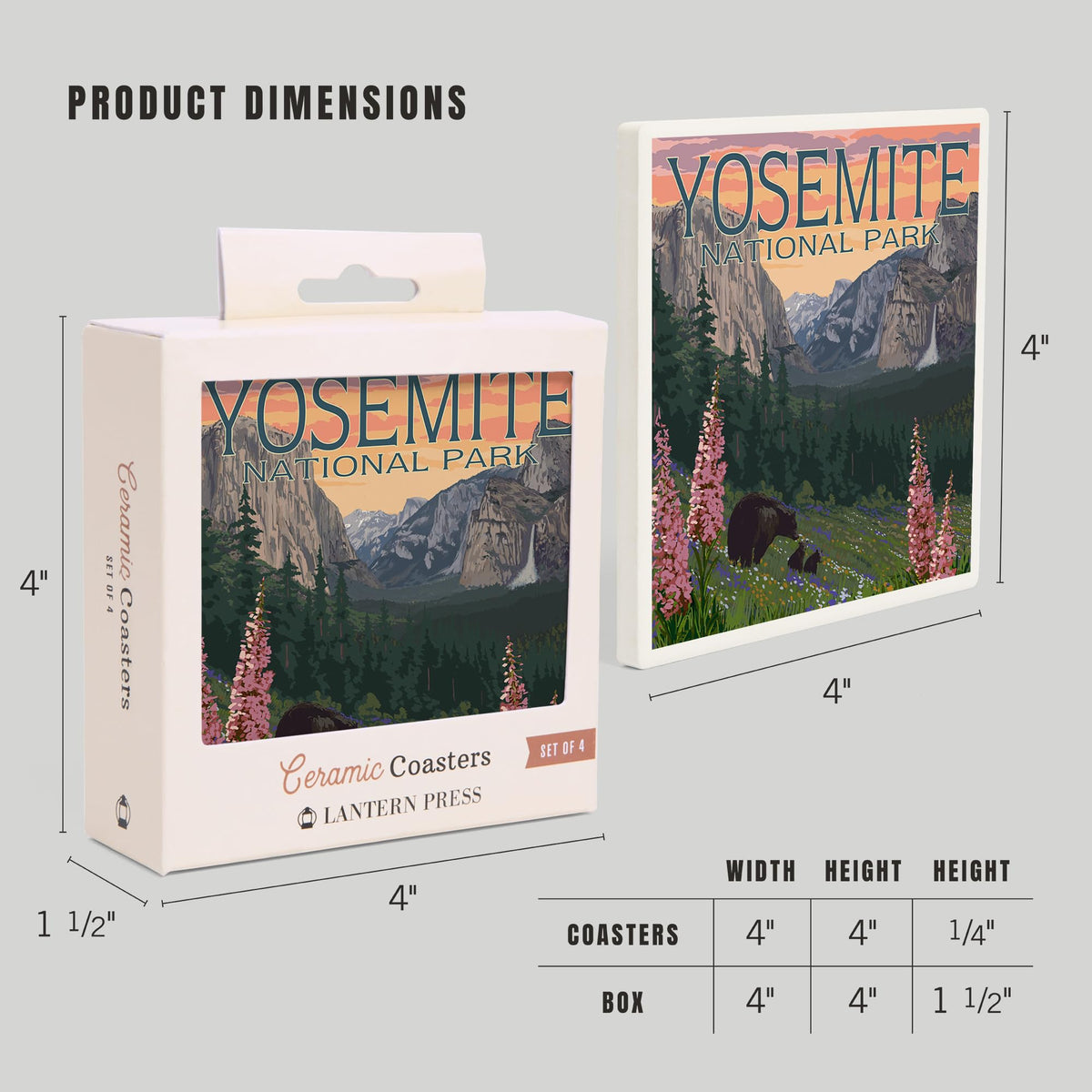 Yosemite National Park Ceramic Coasters Set of 4 N832233