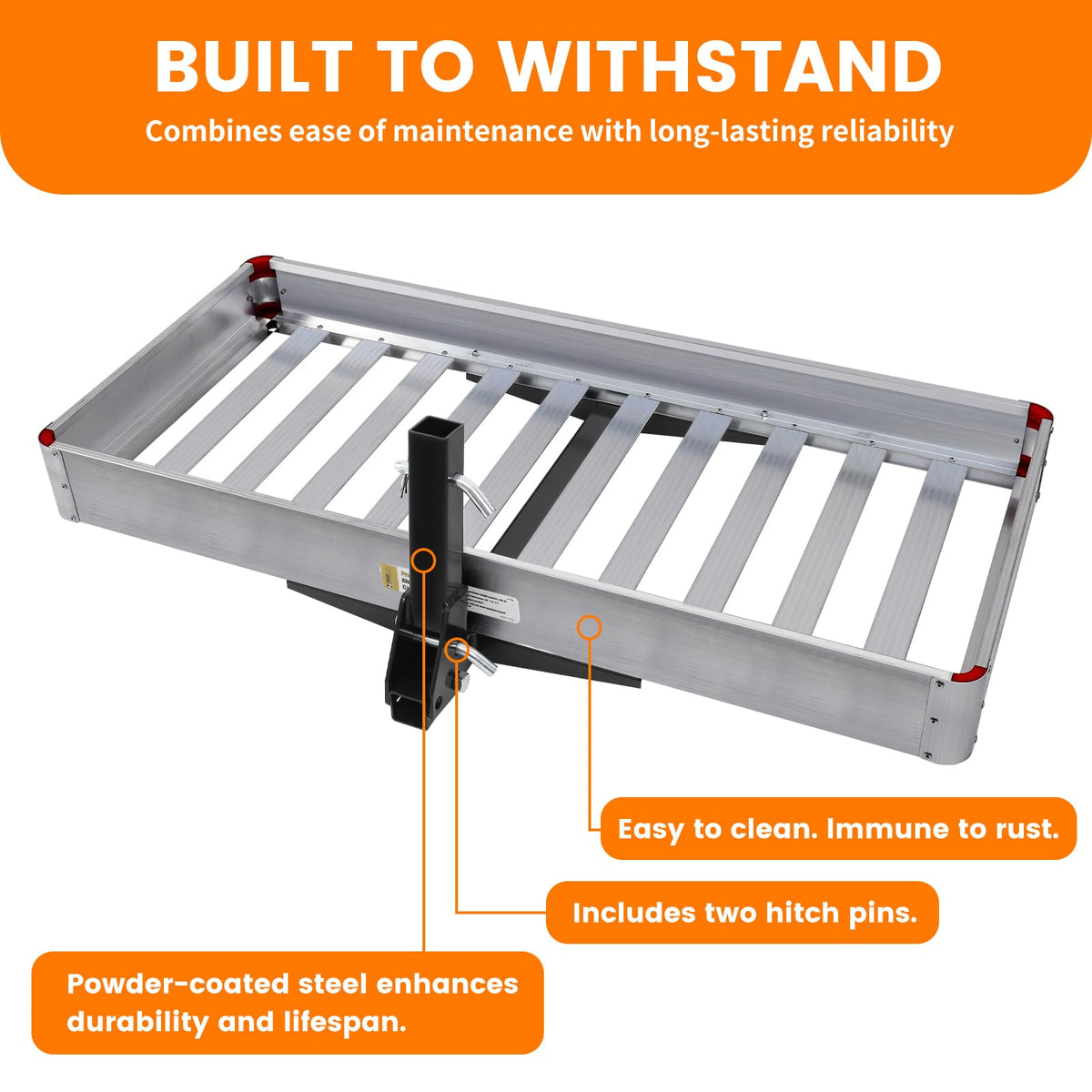 500-lb Capacity 50 inch x 22 inch Folding Aluminum Hitch Mount Cargo Carrier Basket O962