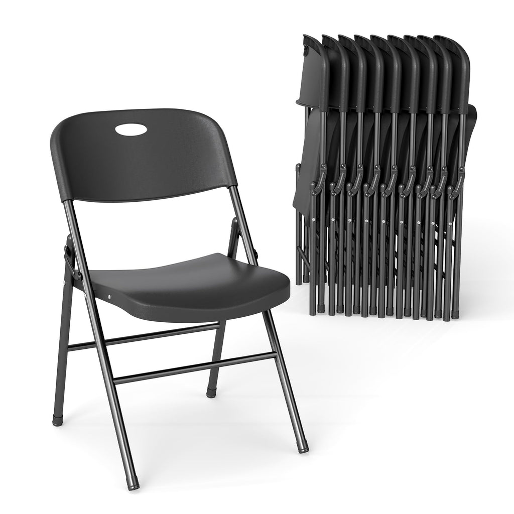 Folding Chairs Set of 10 Black P61998