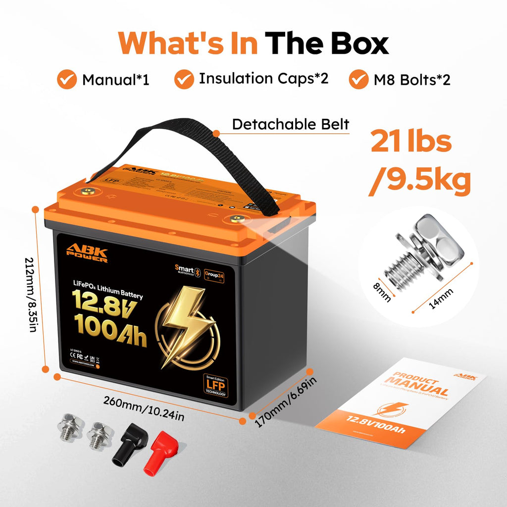 12V 100Ah LiFePO4 Lithium Battery with Bluetooth Monitoring & Low-Temp Protection A5016