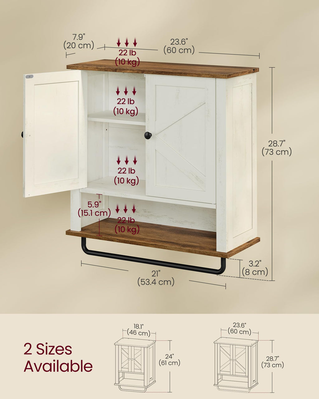 Wall-Mounted Bathroom Cabinet with Towel Bar Z376