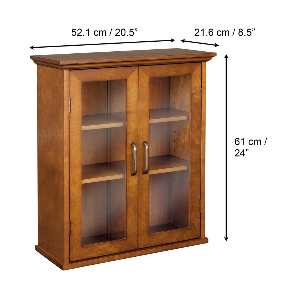 Wooden Over The Toilet Bathroom Medicine Cabinet with 2 Adjustable Shelves L7993