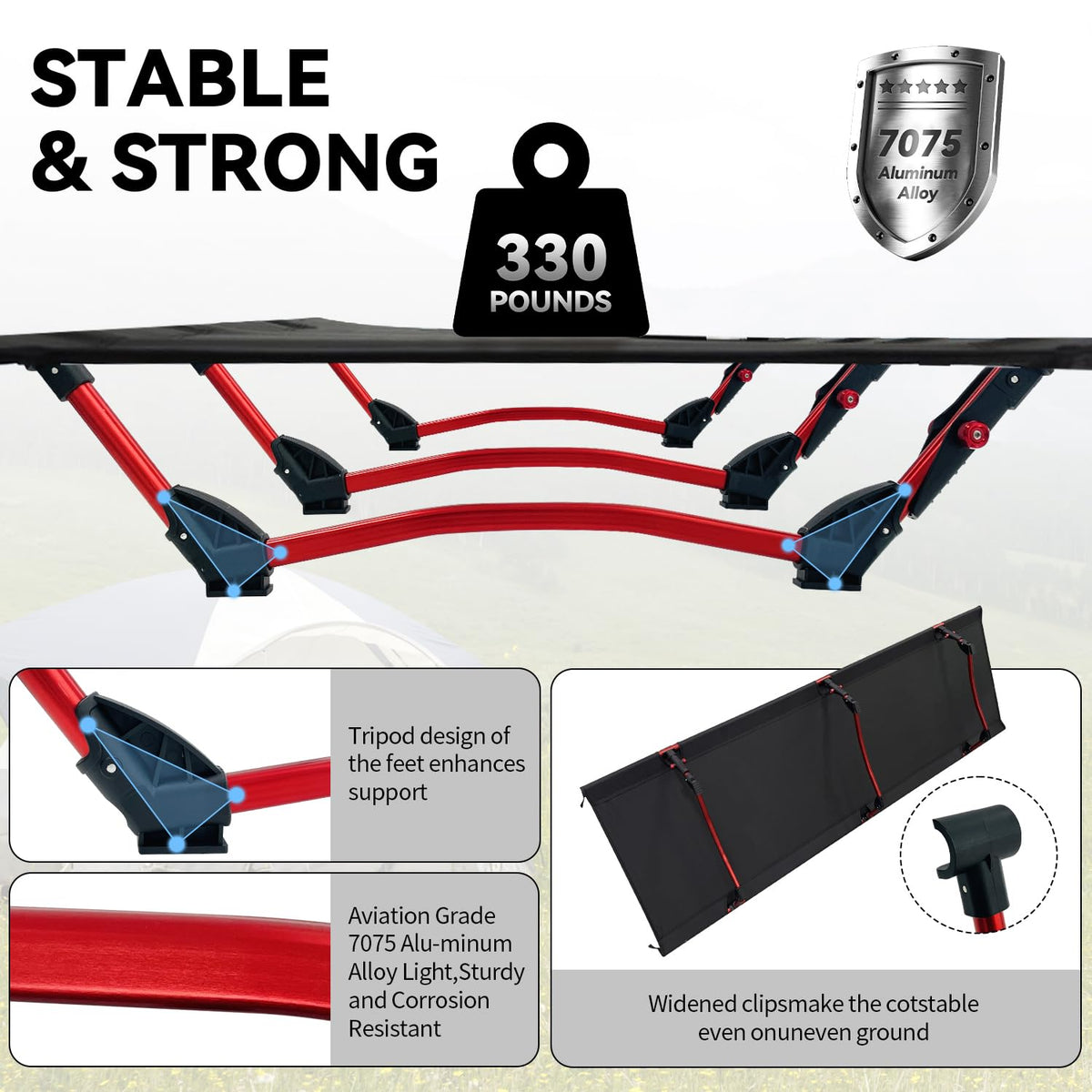 Portable Camping Cot Black U38374