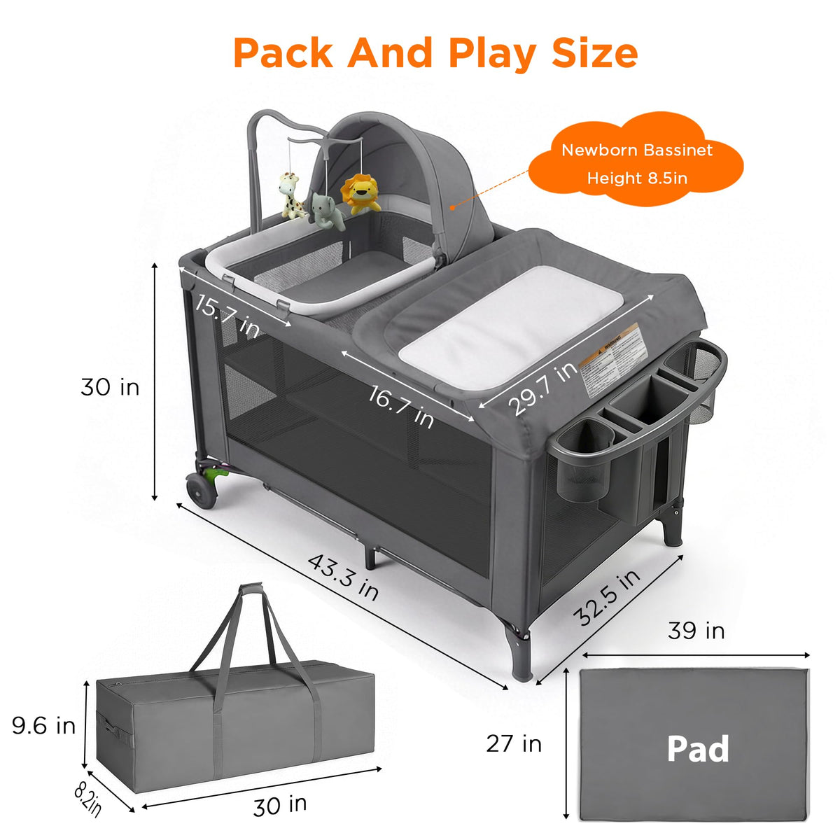 4 in 1 Baby Pack and Play with Bassinet X34035