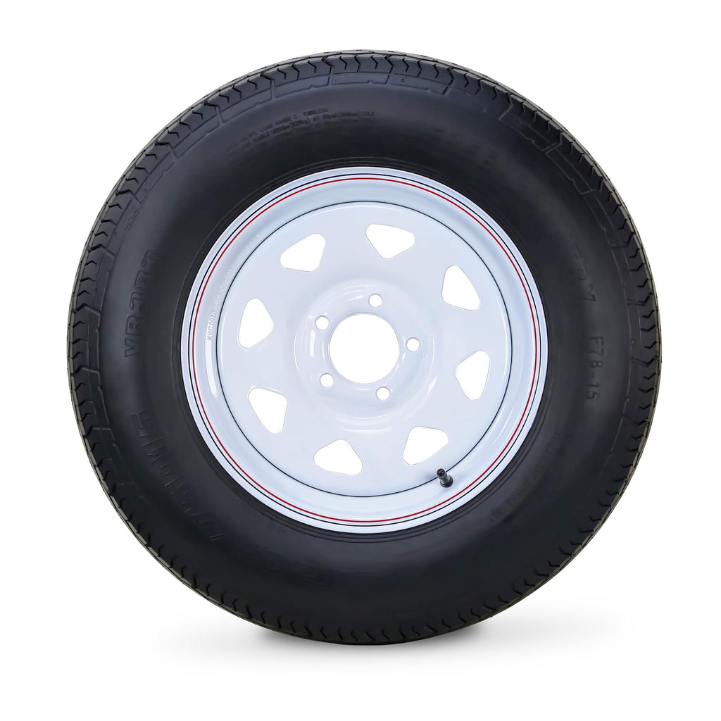 Trailer Tire Wheel ST205/75D15 6PR 101L 5X4.5 White Spoke Rim H996241