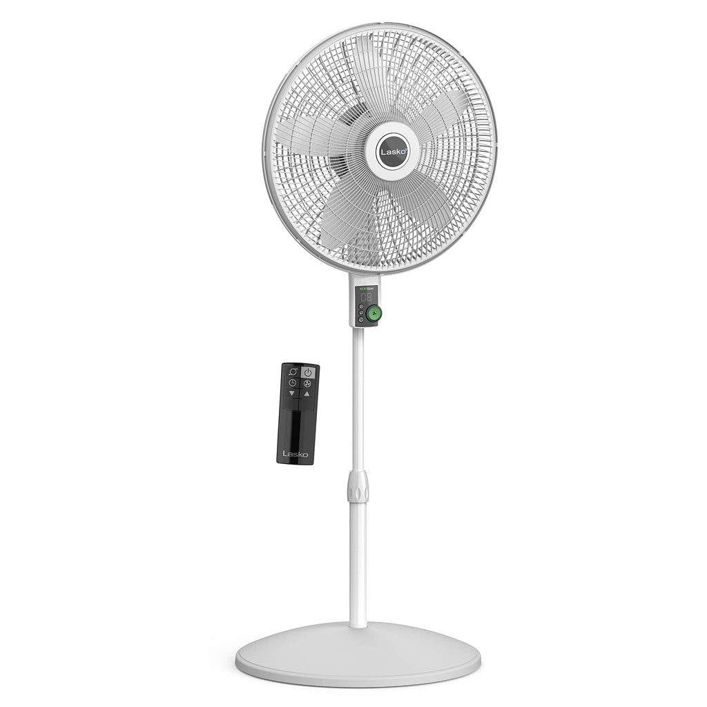 Oscillating Pedestal Fan with 12 Speeds, 8 Hour Timer, Adjustable Height, Remote Control, White Z167015