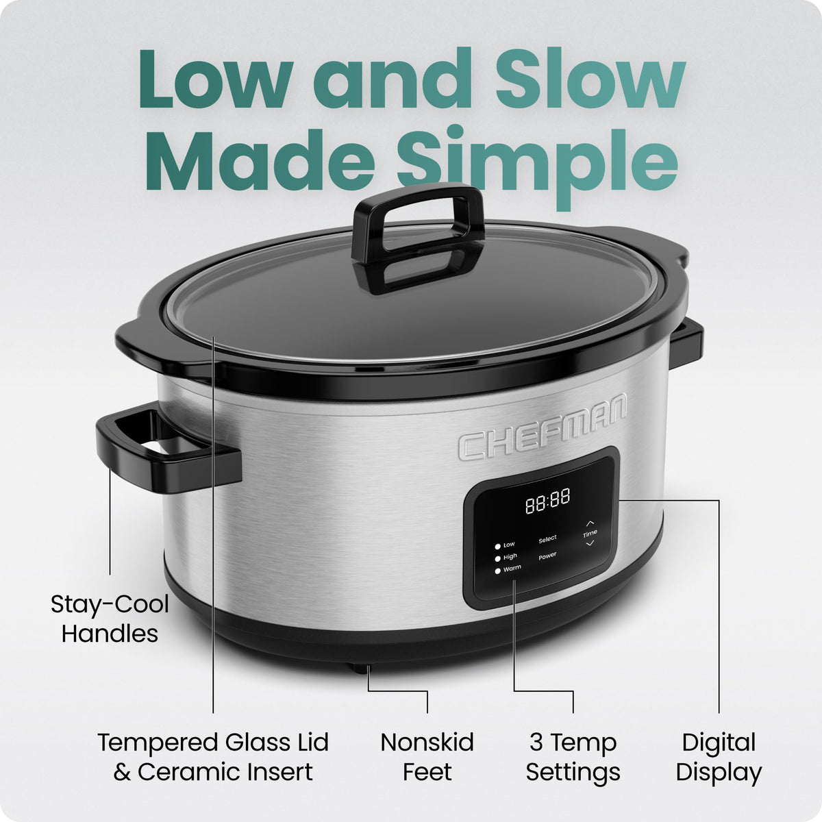 7 Quart Programmable Digital Slow Cooker with Ceramic Crock S119881