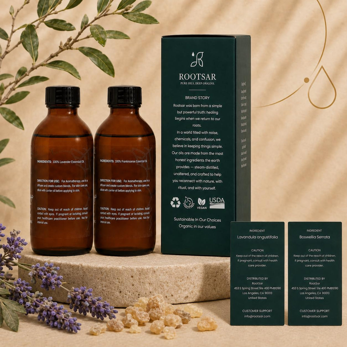 2 Pack Frankincense and Lavender Essential Oils 4 Fl Oz P6175