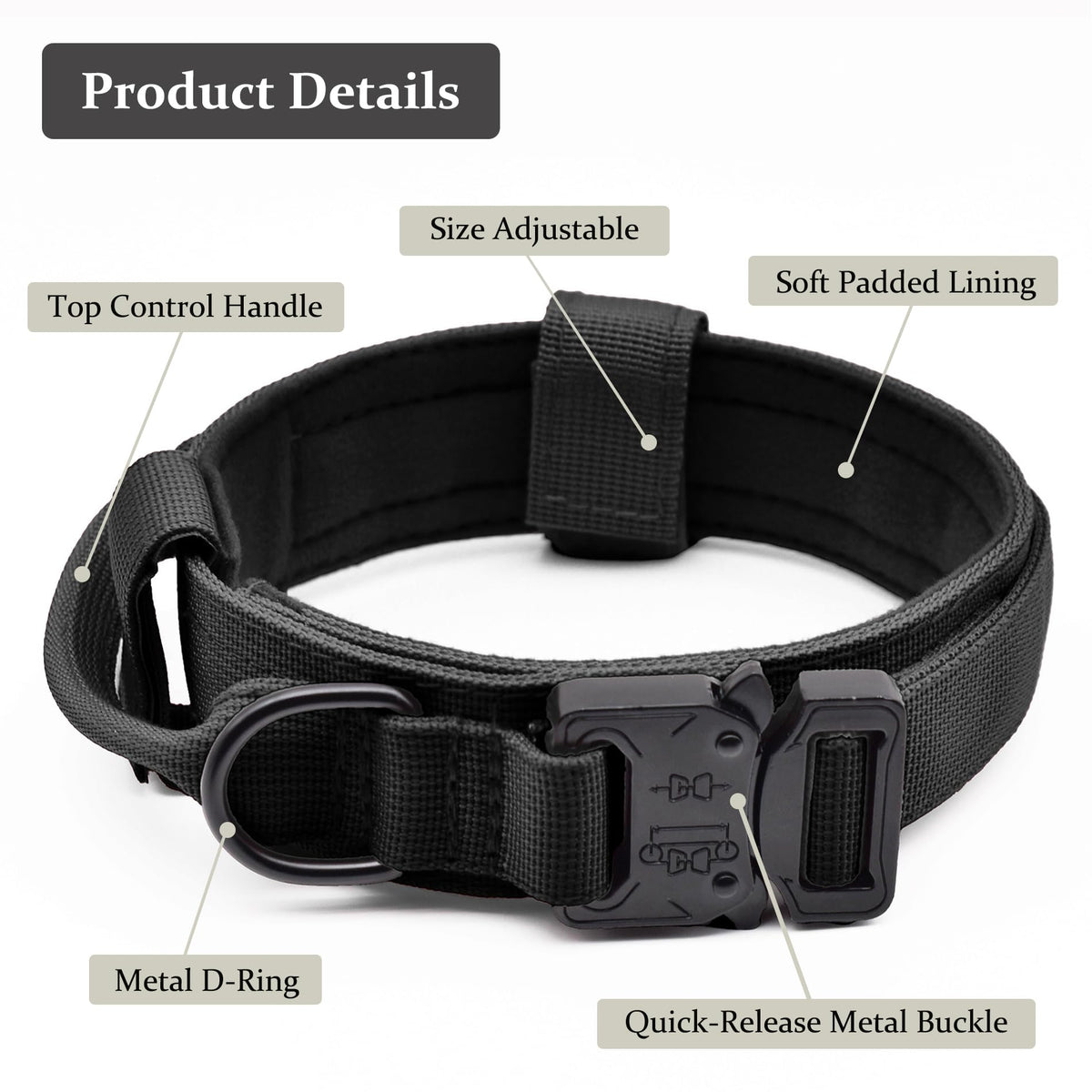 Adjustable Nylon Tactical Dog Collar Q778791